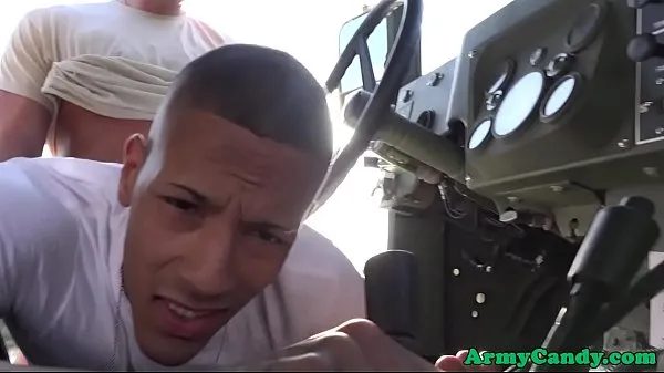 XXX Muscular soldier analfucked ontop army truck top video's