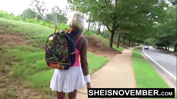 XXX I'm Walking Down The Street To Give A Blowjob To A Big Dick Guy I Met During My Tennis Match With My Giant Nipples And Big Boobs Out, Skinny Blonde Black Slut Sheisnovember Exposing Her Big Butt, Cute Panties Outdoor on Msnovember κορυφαία βίντεο