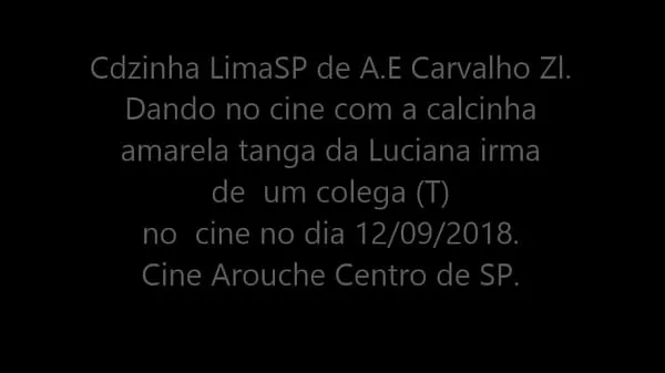 XXX Cdzinha LimaSp Giving Luciana's sister's sister (T)'s yellow thong panties at cine 12092018 Video hàng đầu
