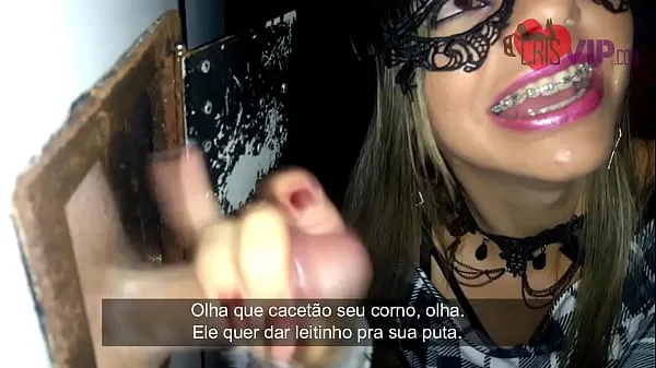 XXX Cristina Almeida invites some unknown fans to participate in Gloryhole 4 in the booth of the cinema cine kratos in the center of são paulo, she curses her husband cuckold a lot while he films her drinking milk toppvideoer