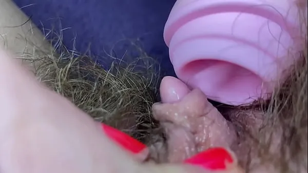 XXX سب سے اوپر کی ویڈیوز Testing Pussy licking clit licker toy big clitoris hairy pussy in extreme closeup masturbation