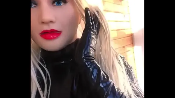 XXX Male to Rubber Doll Crossdresser in Female Mask and Latex Catsuit top Videos