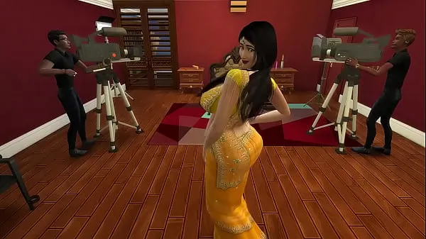 XXX Desi Aunty Manju teasing horny guys by wearing a sexy yellow saree κορυφαία βίντεο