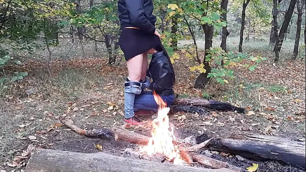 XXX Beautiful public sex in the forest by the fire - Lesbian Illusion Girls κορυφαία βίντεο