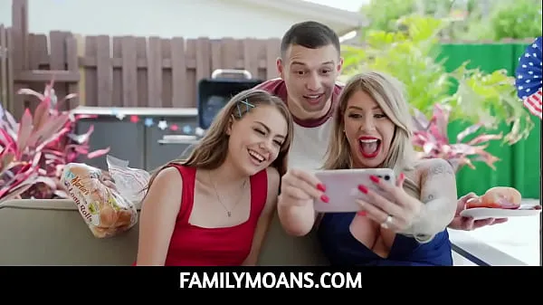 XXX FamilyMoans - When stepbrother Johnny arrives at the party, he starts grilling some hotdogs, and sneakily gives some to Selena who starts sucking on his wiener as a way to say thank you top Videos